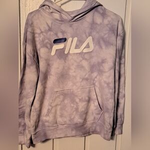 FILA Women's Hoodie Large Purple & White Tie Dye